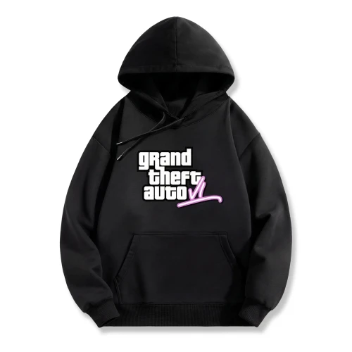 Czarna bluza z kapturem GTA z nadrukiem logo Grand Theft Auto VI
