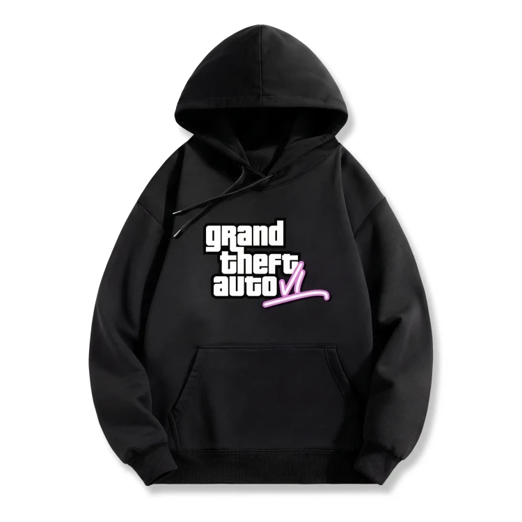 Czarna bluza z kapturem GTA z nadrukiem logo Grand Theft Auto VI