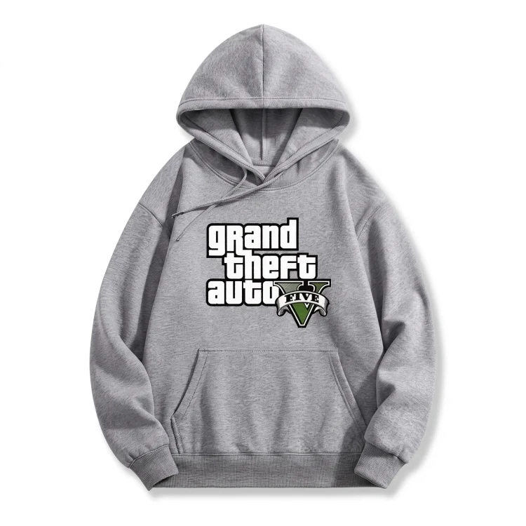 Szara bluza z kapturem GTA z nadrukiem logo Grand Theft Auto V