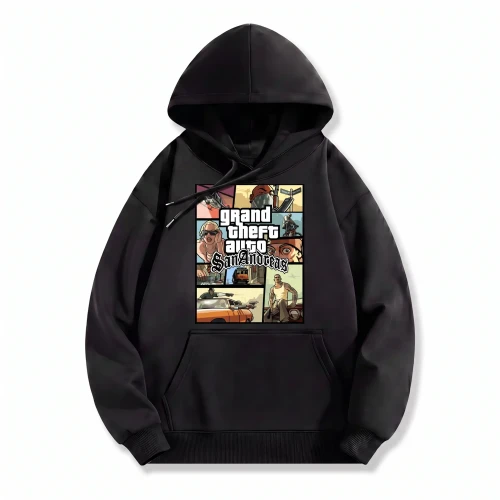 Czarna bluza z kapturem GTA z nadrukiem okładki Grand Theft Auto San Andreas