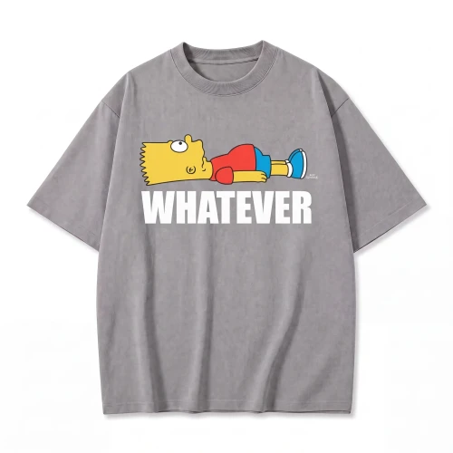 Szara koszulka Simpsonowie z nadrukiem Barta Simpsona i napisem Whatever