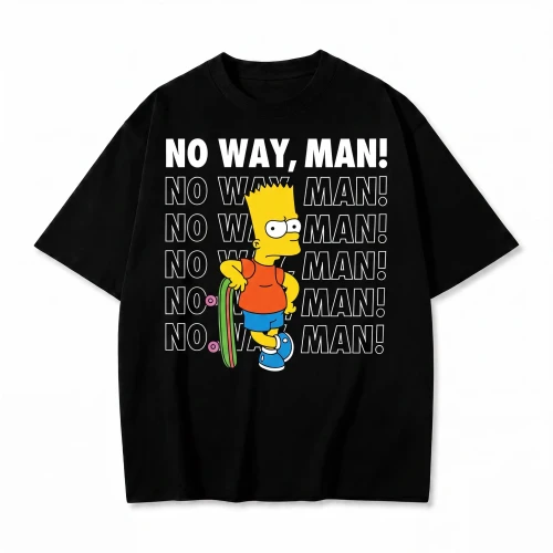 Czarna koszulka Simpsonowie z nadrukiem Barta Simpsona na deskorolce i napisem No Way Man