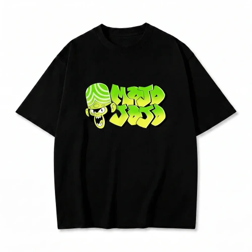 Czarna koszulka Atomówki z nadrukiem graffiti Mojo Jojo