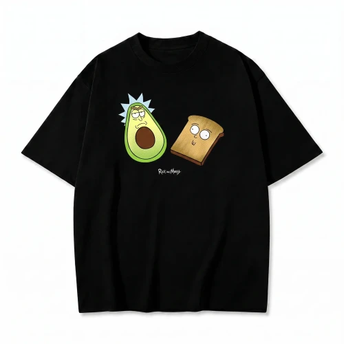 Czarna koszulka Rick and Morty z nadrukiem awokado i tosta