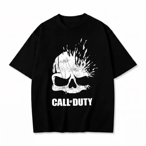 Czarna koszulka Call of Duty z nadrukiem czaszki i logo