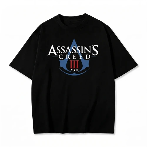 Czarna koszulka Assassin's Creed III z nadrukiem logo