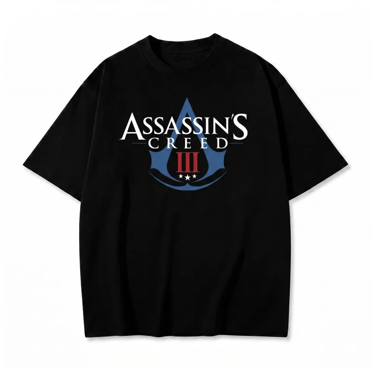 Czarna koszulka Assassin's Creed III z nadrukiem logo