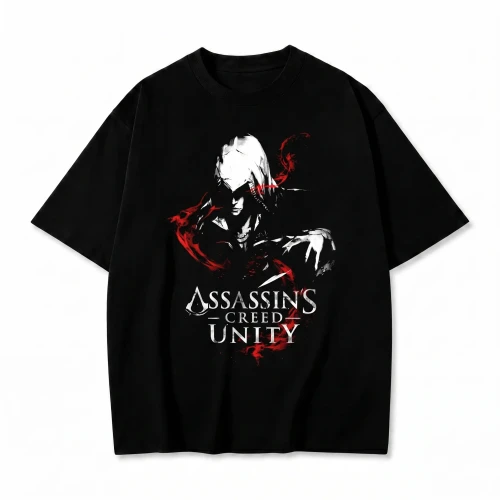 Czarna koszulka Assassin's Creed Unity z nadrukiem asasyna