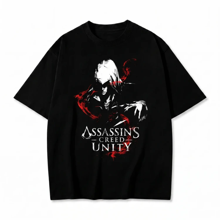 Czarna koszulka Assassin's Creed Unity z nadrukiem asasyna