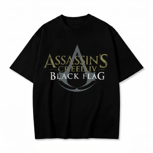 Czarna koszulka Assassin's Creed IV Black Flag z nadrukiem logo