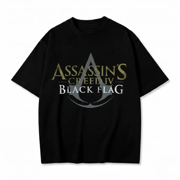 Czarna koszulka Assassin's Creed IV Black Flag z nadrukiem logo