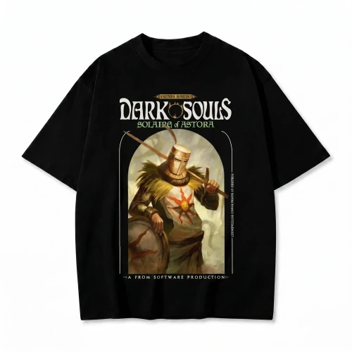 Czarna koszulka Dark Souls z nadrukiem Solaire of Astora