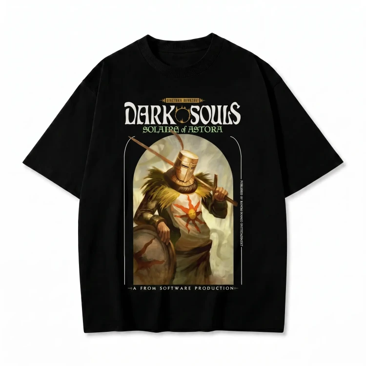 Czarna koszulka Dark Souls z nadrukiem Solaire of Astora