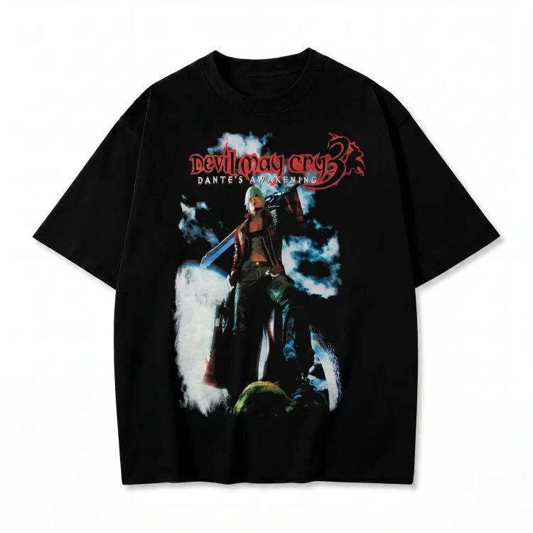 Czarna koszulka Devil May Cry 3 Dante's Awakening z nadrukiem Dantego