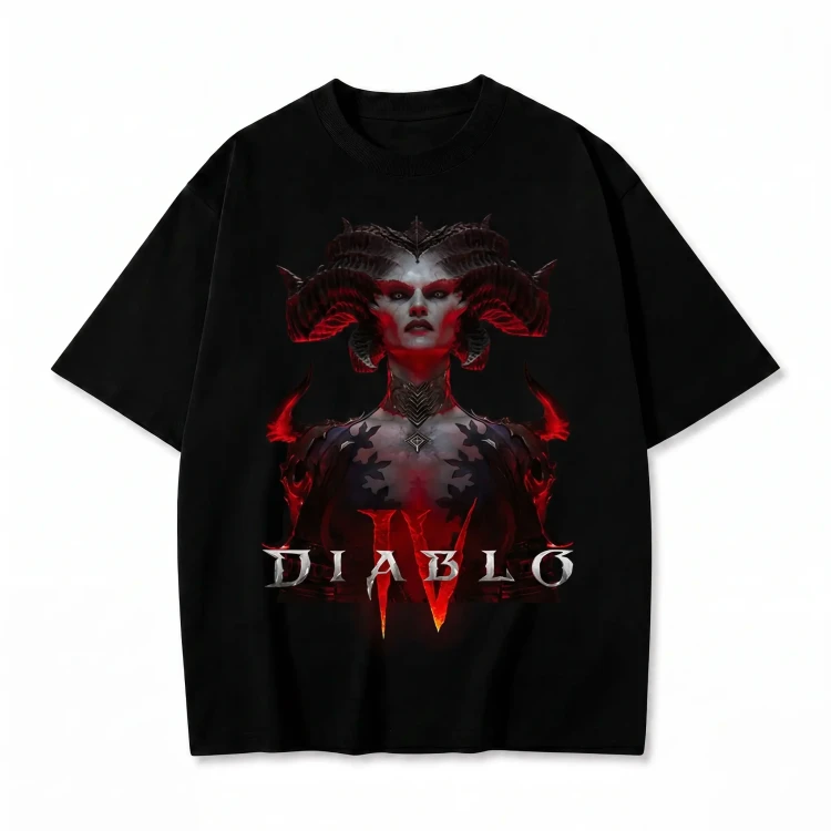 Czarna koszulka Diablo IV z nadrukiem Lilith