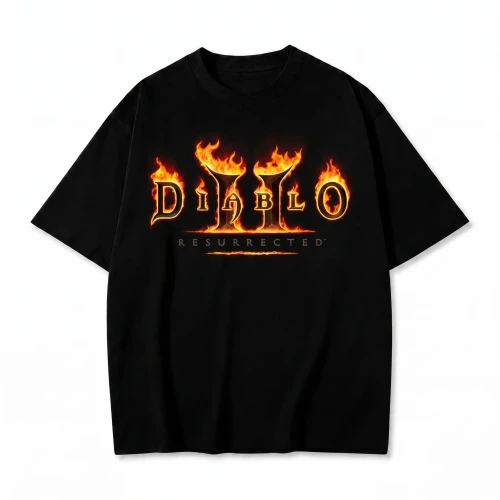 Czarna koszulka Diablo II Resurrected z nadrukiem logo