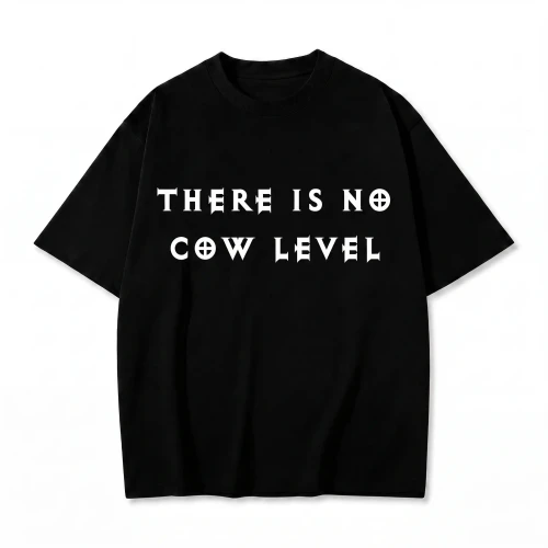 Czarna koszulka Diablo z nadrukiem There Is No Cow Level