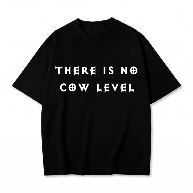 Czarna koszulka Diablo z nadrukiem There Is No Cow Level