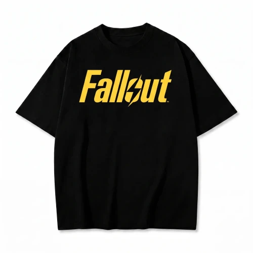 Czarna koszulka Fallout z żółtym nadrukiem logo