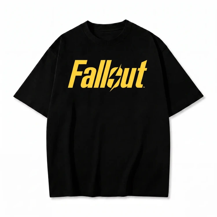 Czarna koszulka Fallout z żółtym nadrukiem logo