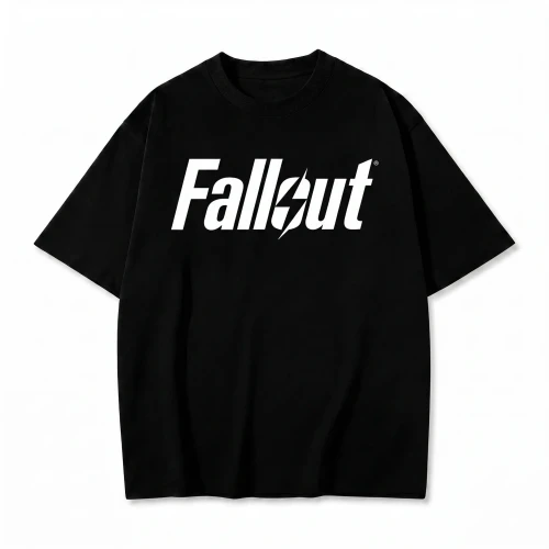 Czarna koszulka Fallout z białym nadrukiem logo