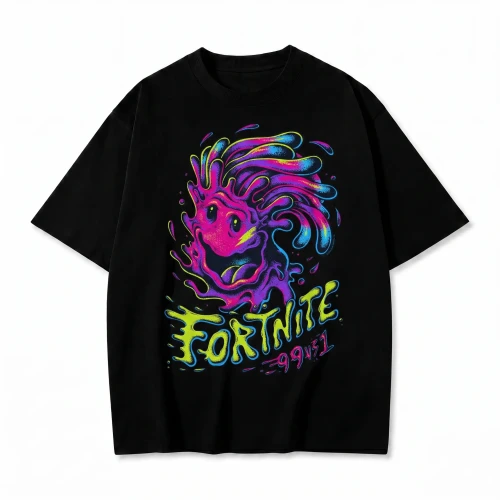 Czarna koszulka Fortnite z nadrukiem Jellie