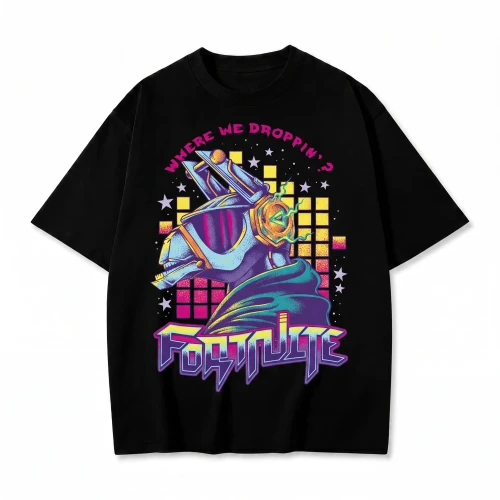 Czarna koszulka Fortnite z nadrukiem DJ Yonder