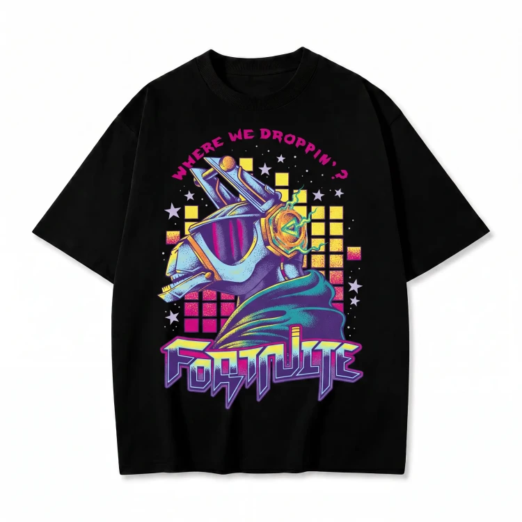 Czarna koszulka Fortnite z nadrukiem DJ Yonder