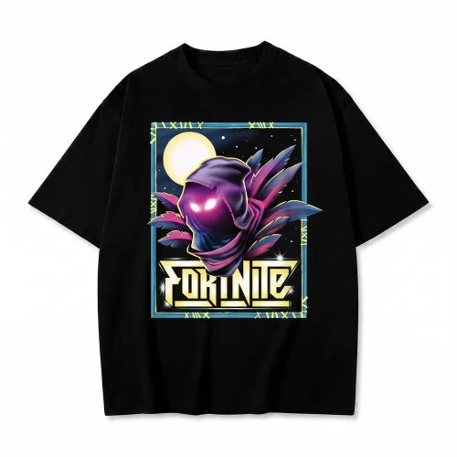 Czarna koszulka Fortnite z nadrukiem Ravena