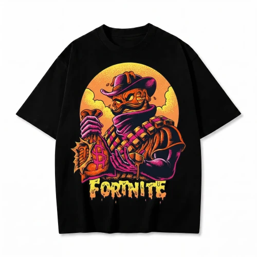 Czarna koszulka Fortnite z nadrukiem Mancake