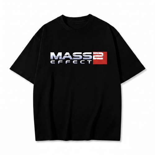 Czarna koszulka Mass Effect z nadrukiem logo Mass Effect 2