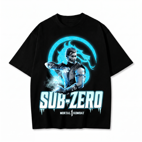 Czarna koszulka Mortal Kombat z nadrukiem Sub-Zero