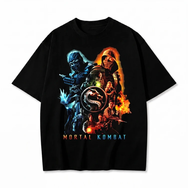 Czarna koszulka Mortal Kombat z nadrukiem Sub-Zero i Scorpiona