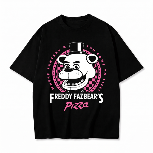 Czarna koszulka Five Nights at Freddy's z nadrukiem logo Freddy Fazbear's Pizza