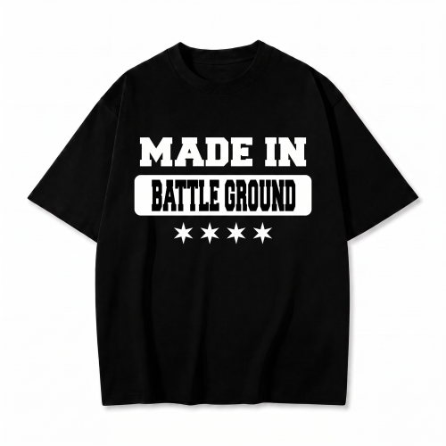 Czarna koszulka PUBG z napisem Made in Battle Ground