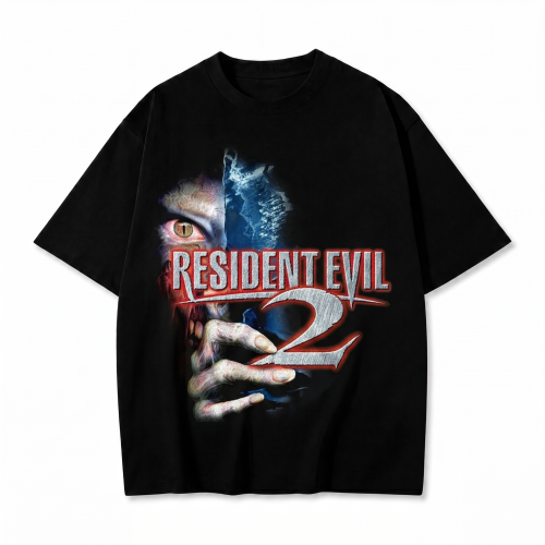 Czarna koszulka Resident Evil z nadrukiem logo Resident Evil 2