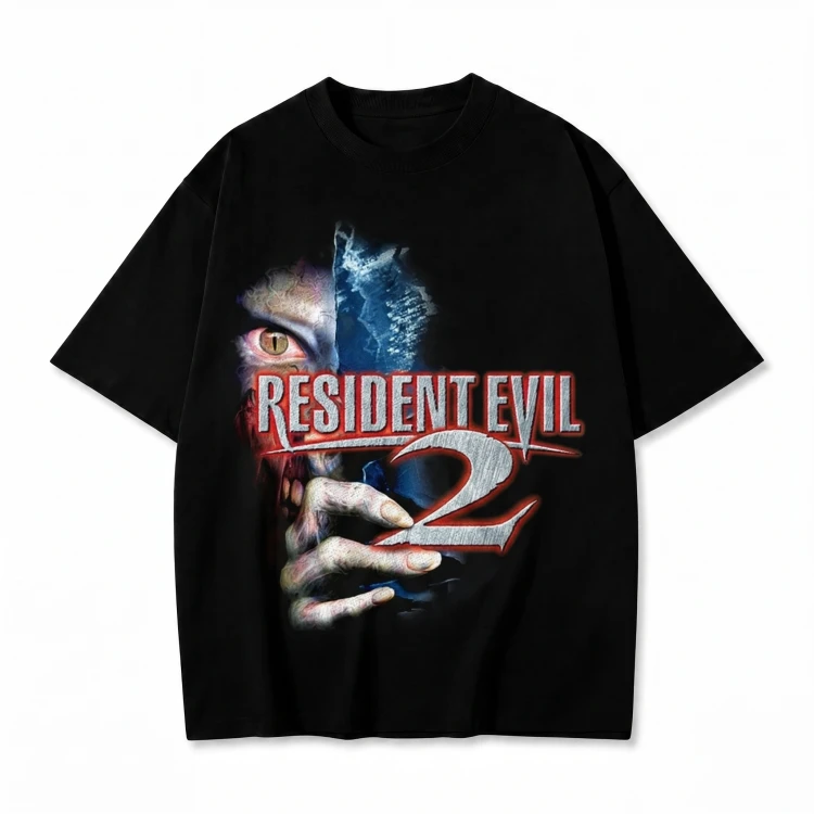 Czarna koszulka Resident Evil z nadrukiem logo Resident Evil 2