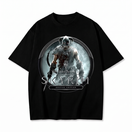 Czarna koszulka Skyrim z nadrukiem Dovahkiina i logo Special Edition