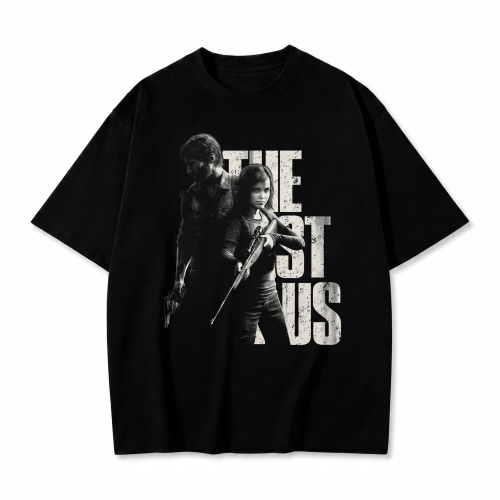 Czarna koszulka The Last of Us z nadrukiem Joela i Ellie