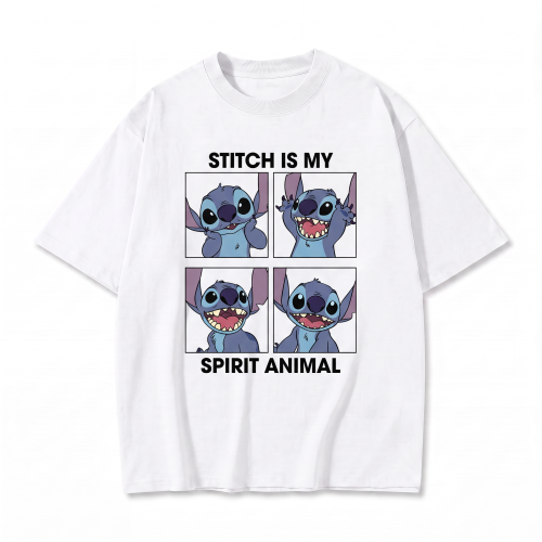 Biała koszulka Lilo i Stitch z nadrukiem Stitch Is My Spirit Animal