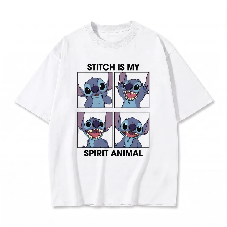 Biała koszulka Lilo i Stitch z nadrukiem Stitch Is My Spirit Animal