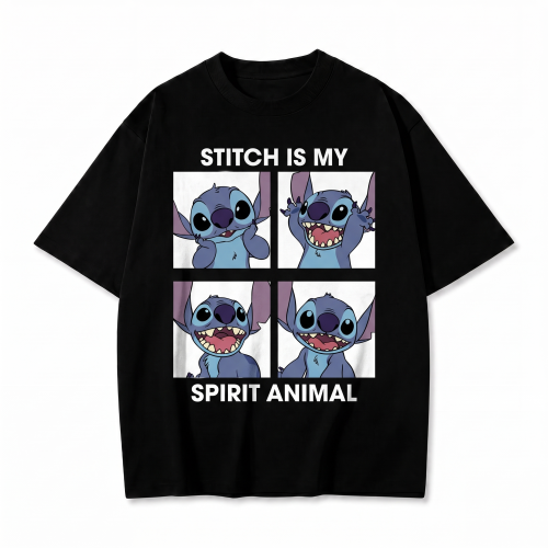 Czarna koszulka Lilo i Stitch z nadrukiem Stitch Is My Spirit Animal