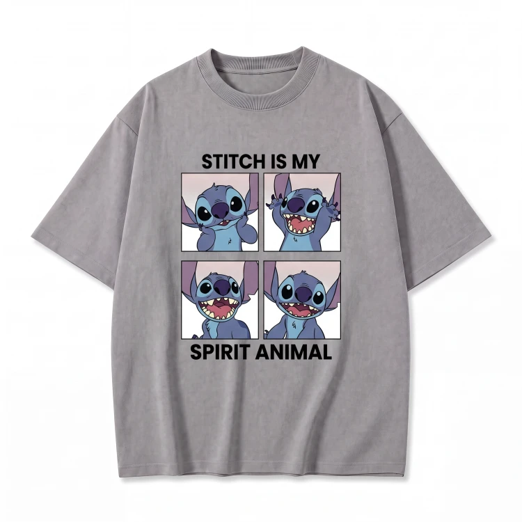 Szara koszulka Lilo i Stitch z nadrukiem Stitch Is My Spirit Animal