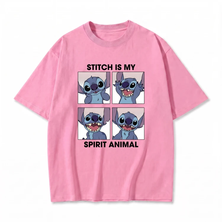 Różowa koszulka Lilo i Stitch z nadrukiem Stitch Is My Spirit Animal