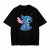 Czarna koszulka Lilo i Stitch z nadrukiem siedzącego Stitcha z serduszkiem