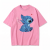Różowa koszulka Lilo i Stitch z nadrukiem siedzącego Stitcha z serduszkiem
