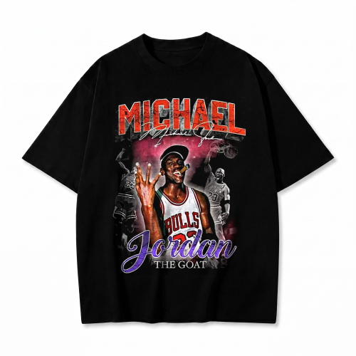 Czarna koszulka Michael Jordan z nadrukiem Jordan The Goat
