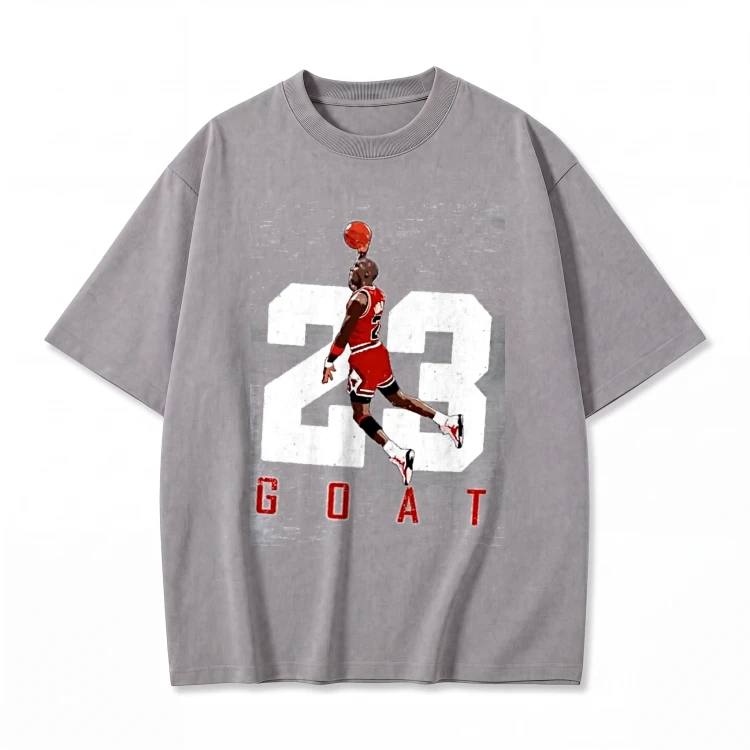 Szara koszulka Michael Jordan z nadrukiem 23 Goat