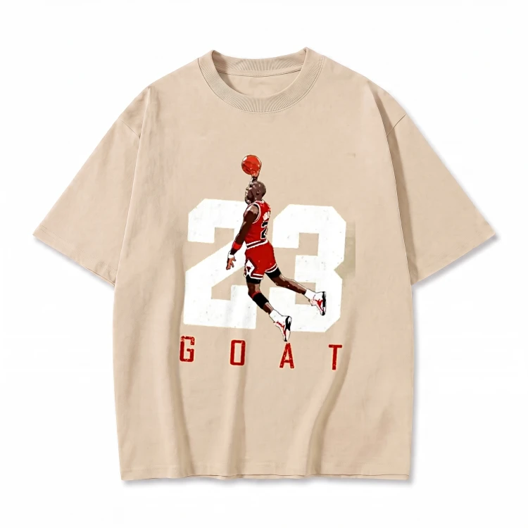 Beżowa koszulka Michael Jordan z nadrukiem 23 Goat