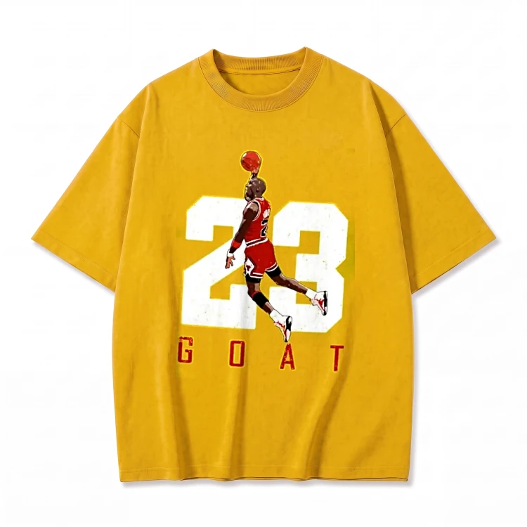 Żółta koszulka Michael Jordan z nadrukiem 23 Goat